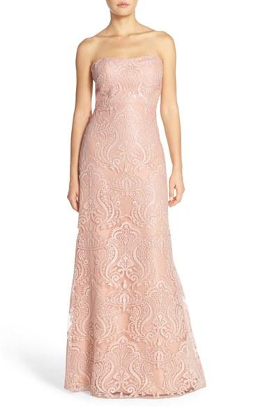 Women's Jenny Yoo 'sadie' Sequin Lace Strapless A-line Gown - Pink
