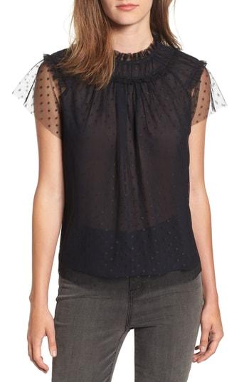 Women's Chelsea28 Ruffle Dot Top, Size - Blue