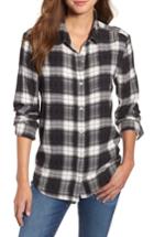 Petite Women's Caslon Plaid Shirt, Size P - Black