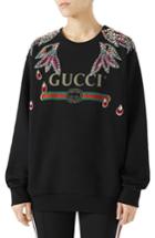 Women's Gucci Embellished Logo Sweatshirt - Black