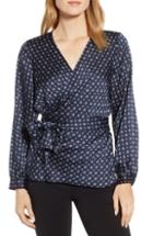 Women's Vince Camuto Geo Accents Belted Wrap Blouse - Blue