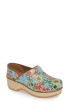 Women's Dansko Jute Floral Print Professional Clog .5-6us / 36eu M - Blue