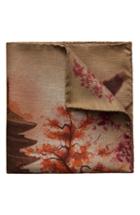 Men's Eton Temple Print Wool Pocket Square, Size - Blue