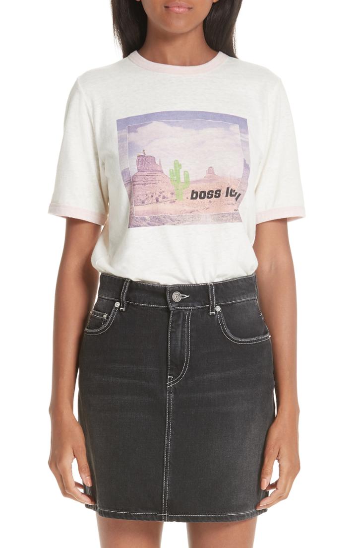 Women's Ganni Cactus Boss Lady Slub Jersey Ringer Tee - White