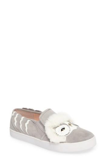 Women's Kate Spade New York Leferts Faux Fur Trim Slip-on Sneaker .5 M - Grey