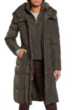 Petite Women's Cole Haan Bib Insert Down & Feather Fill Coat P - Grey