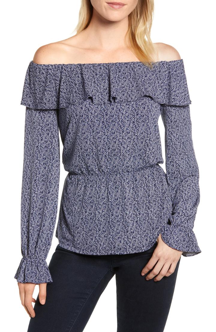 Women's Michael Michael Kors Off The Shoulder Ruffle Top - Blue