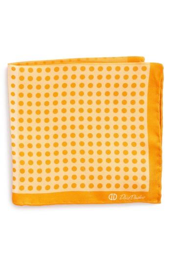 Men's David Donahue Dot Silk Pocket Square, Size - Orange