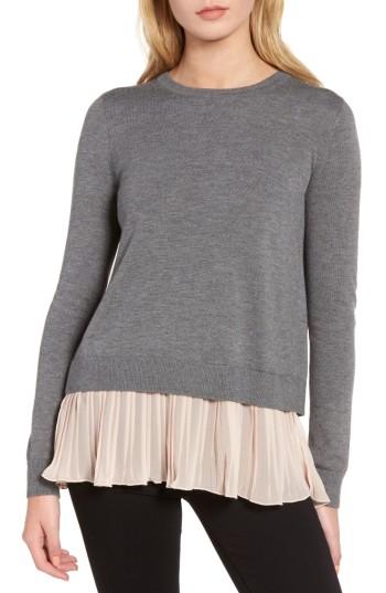 Women's Chelsea28 Pleated Hem Sweater, Size - Grey