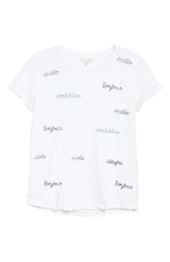 Women's Lucky Brand Hola Embroidered Tee - White