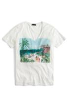 Women's J.crew Beach Scene V-neck Tee, Size - Ivory