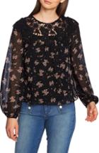 Women's 1.state Lace Inset Ditsy Top - Black