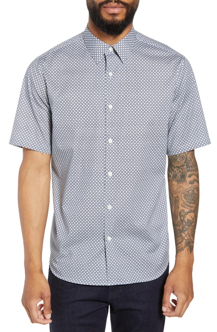 Men's Theory Menlo Halldale Slim Fit Stretch Short Sleeve Sport Shirt