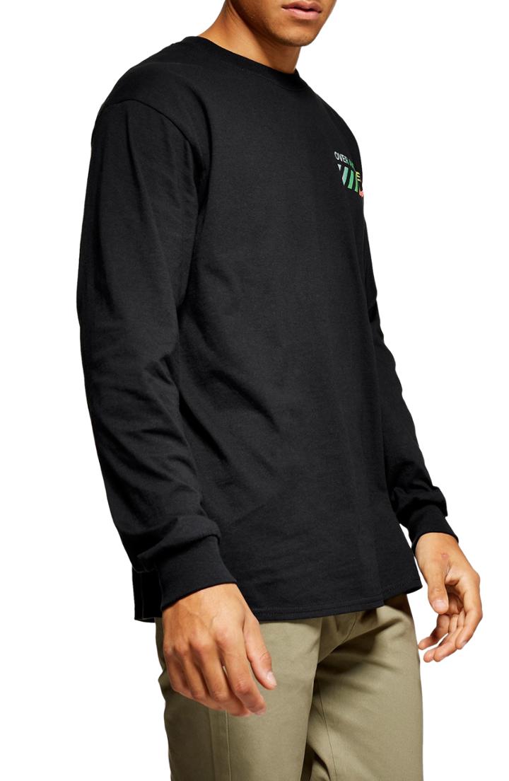 Men's Topman Over And Over Graphic Oversize Long Sleeve T-shirt - Black
