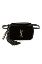 Saint Laurent Lou Quilted Velour Belt Bag With Tassel -