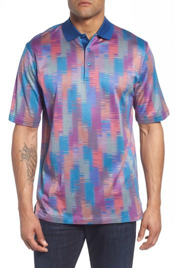 Men's Bugatchi Abstract Stripe Mercerized Cotton Polo - Red