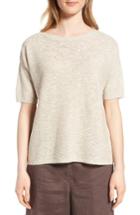 Women's Eileen Fisher Organic Linen & Cotton Knit Pullover, Size - White
