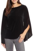 Women's Halogen Split Sleeve Velvet Top - Black