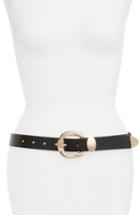 Women's Bp. Bold Buckle Faux Leather Belt - Black/ Gold