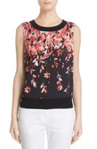 Women's St. John Collection Floral Print Shell, Size - Black