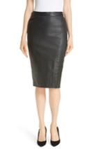 Women's Theory Leather Pencil Skirt - Black