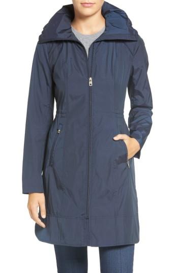 Women's Cole Haan Signature Packable Rain Jacket - Blue