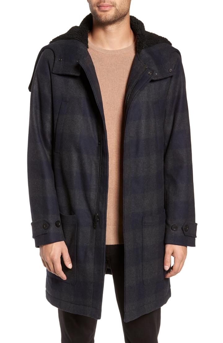 Men's Vince Plaid Duffle Coat - Grey
