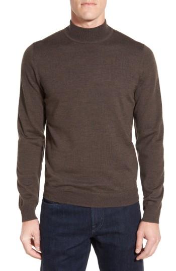 Men's Nordstrom Mock Neck Merino Wool Sweater - Brown