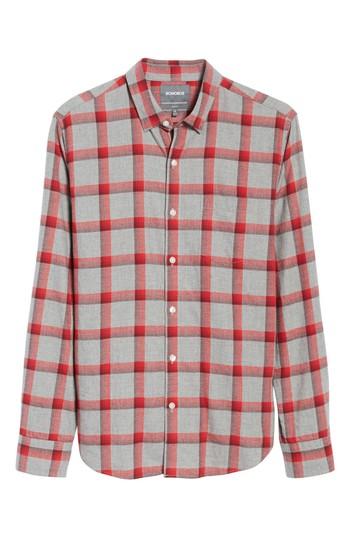 Men's Bonobos Slim Fit Brushed Check Sport Shirt, Size - Grey
