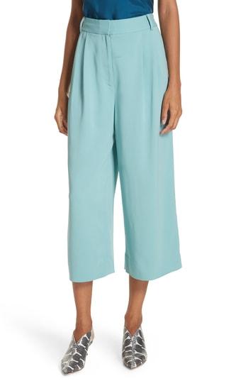 Women's Tibi Beatle Suiting Crop Wide Leg Pants - Blue
