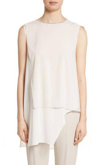 Women's Fabiana Filippi Stretch Silk Asymmetrical Tank Us / 46 It - Ivory
