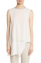 Women's Fabiana Filippi Stretch Silk Asymmetrical Tank Us / 46 It - Ivory