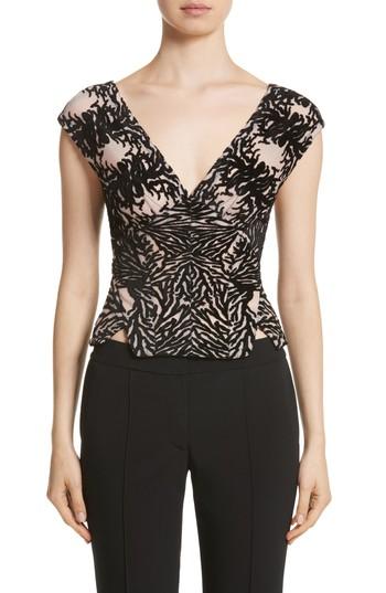 Women's Yigal Azrouel Coral Reef Burnout Off The Shoulder Top - Black