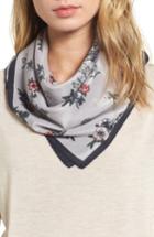 Women's Treasure & Bond X Something Navy Floral Bouquet Silk Square Scarf, Size - Grey