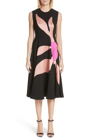 Women's Roksanda Ilia Floral Inlay Silk Blend Dress - Black