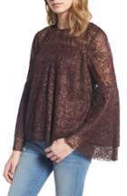 Women's Moon River Lace Bell Sleeve Top - Burgundy