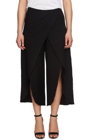Women's Cece Foldover Front Wide Leg Crop Pants - Black
