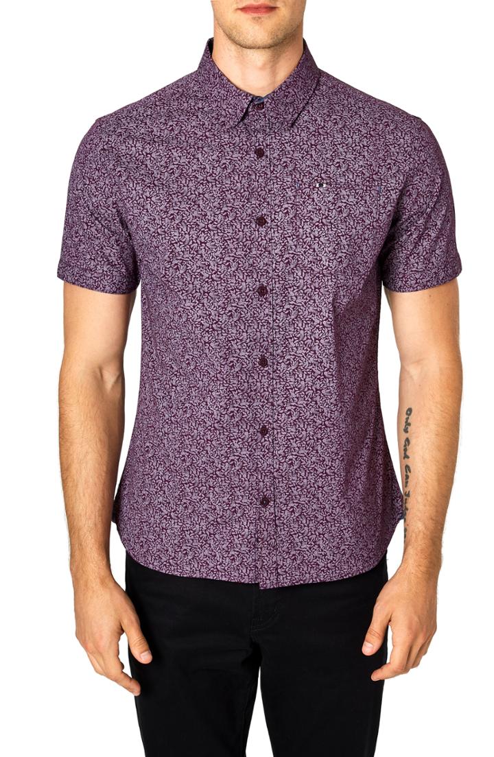 Men's 7 Diamonds Flashback Trim Fit Sport Shirt, Size - Purple