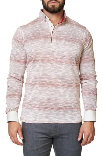 Men's Maceoo Stripe Long Sleeve Polo (m) - White