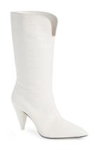 Women's Attico Betta Croc Embossed Mid Calf Bootie Us / 37eu - White