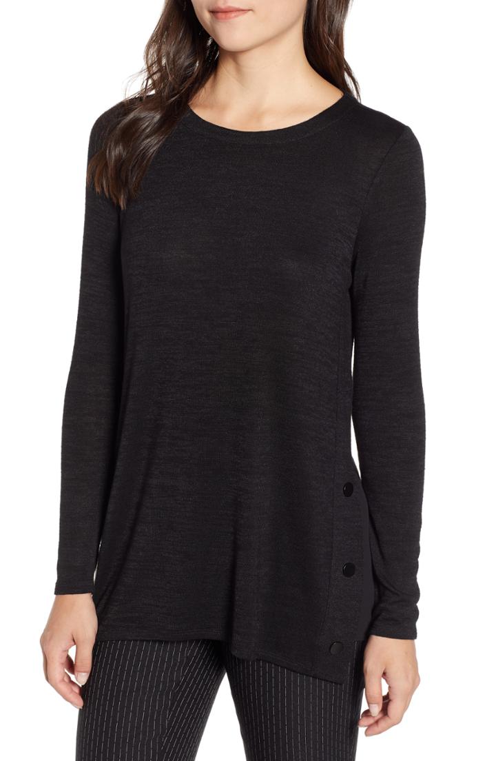 Women's Nic+zoe Every Occasion Button Side Top - Black