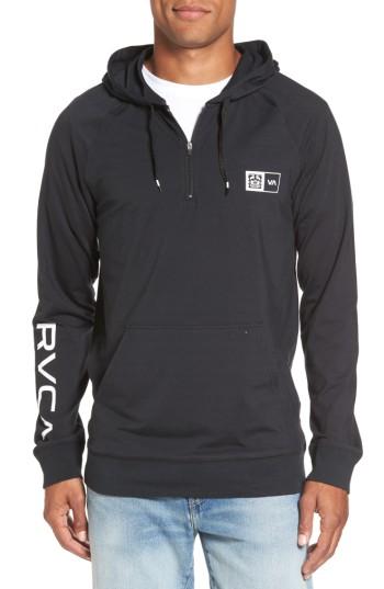 Men's Rvca Quarter Zip Hoodie - Black