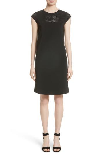 Women's Lafayette 148 New York Laser Cut Shift Dress, Size - Black
