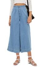 Women's Topshop Wide Leg Crop Jeans W X 30l (fits Like 25-26w) - Blue