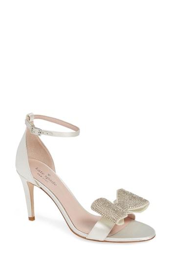 Women's Kate Spade New York Gweneth Crystal Bow Ankle Strap Sandal M - Ivory
