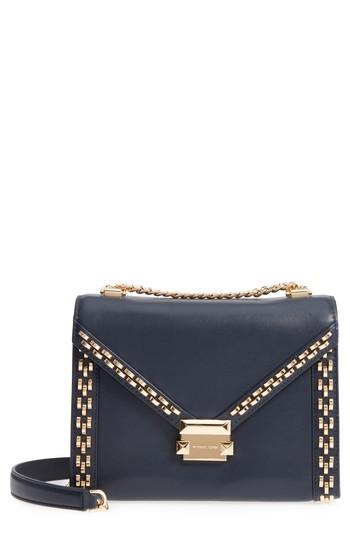 Michael Michael Kors Large Embellished Leather Shoulder Bag - Blue