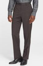 Men's Canali Flat Front Wool Trousers R Eu - Brown