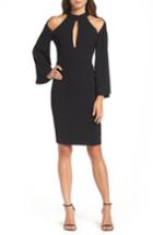 Women's Bardot Drape Sleeve Cutout Sheath Dress - Black