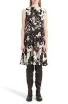 Women's Valentino Pop Butterfly Applique Silk Crepe De Chine Dress
