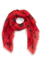 Men's Alexander Mcqueen Wool & Silk Scarf, Size - Red